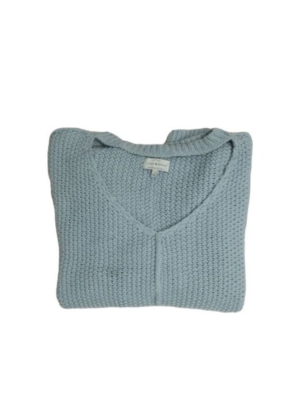 Lucky Brand Baby Blue Thick Knit V-Neck Keyhole Sweater